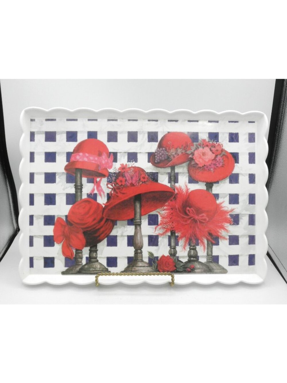 VTG Red Hat Society Themed Melamine Serving Tray Made in Italy Dishwasher Safe